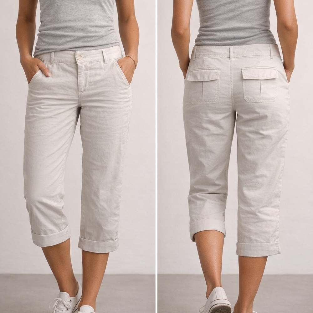 Old Navy Women's Light Gray Cropped Capris